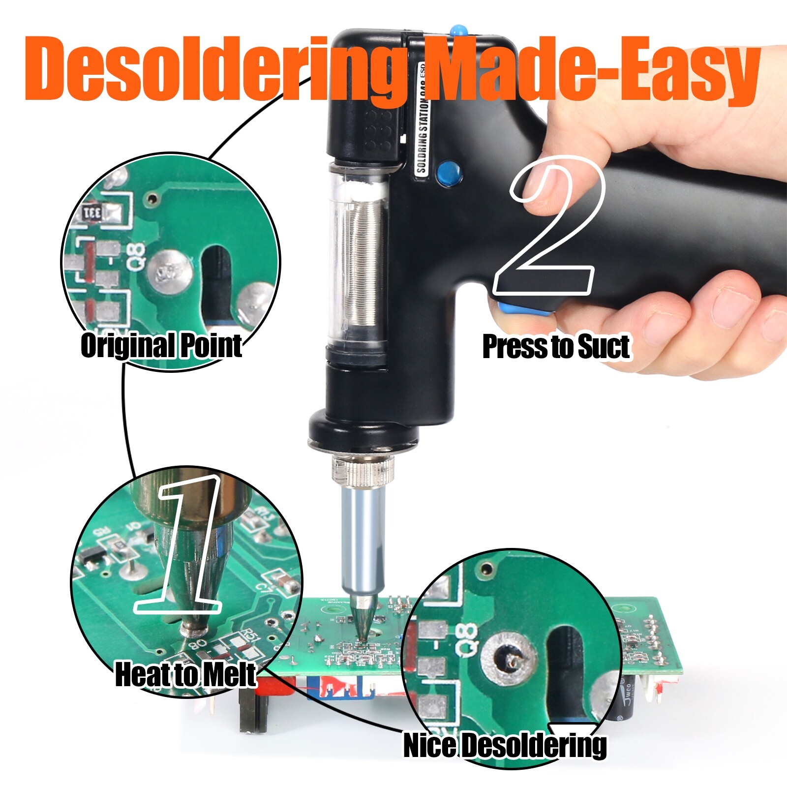 Desoldering Station Vacuum Soldering Iron Suction Tin Gun 90W Solder Station