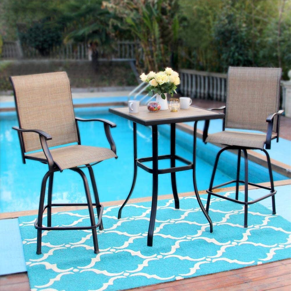 Patio Bar Stools Set of 4 Swivel Barstools Bar Height Chair Outdoor Dining Chair