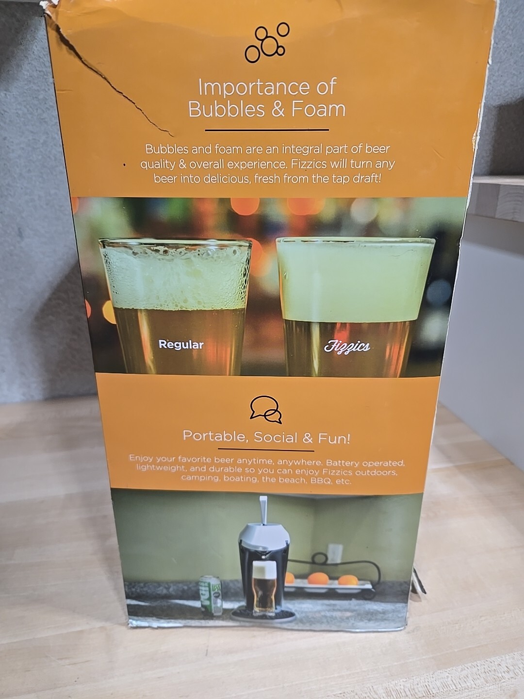 Fizzics FZ101 Portable Beer Enhancement System Micro-Foam Technology Open Box