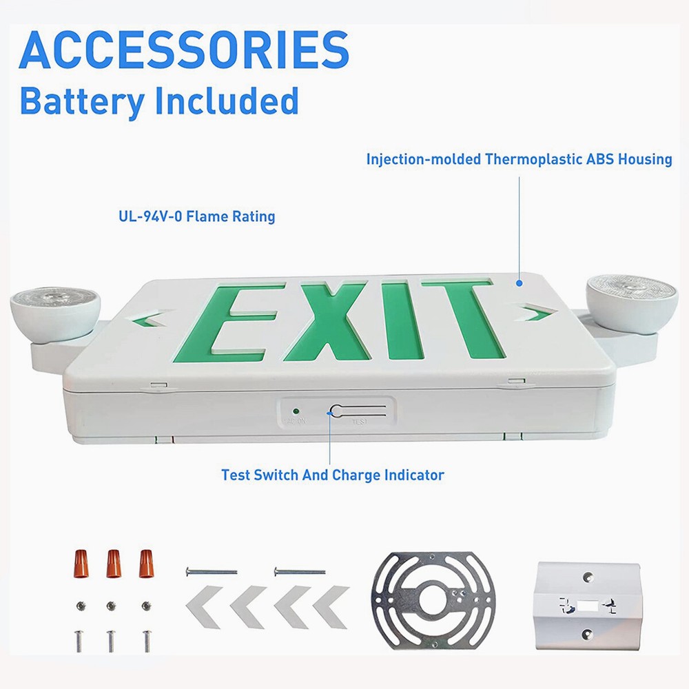 6PACK LED Exit Sign Emergency Light–Hi Output Compact Combo w/Battery Backup
