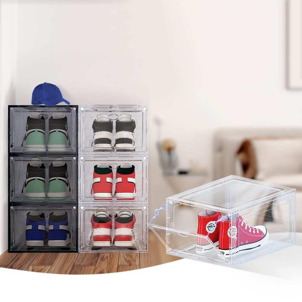 12 PACK Large Shoe Storage Boxes, Shoe Boxes Clear Plastic Stackable, Shoe Or...