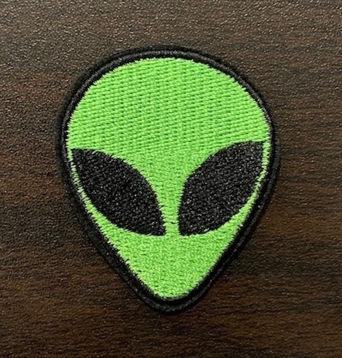 Green Alien Head Embroidered Iron On Patch