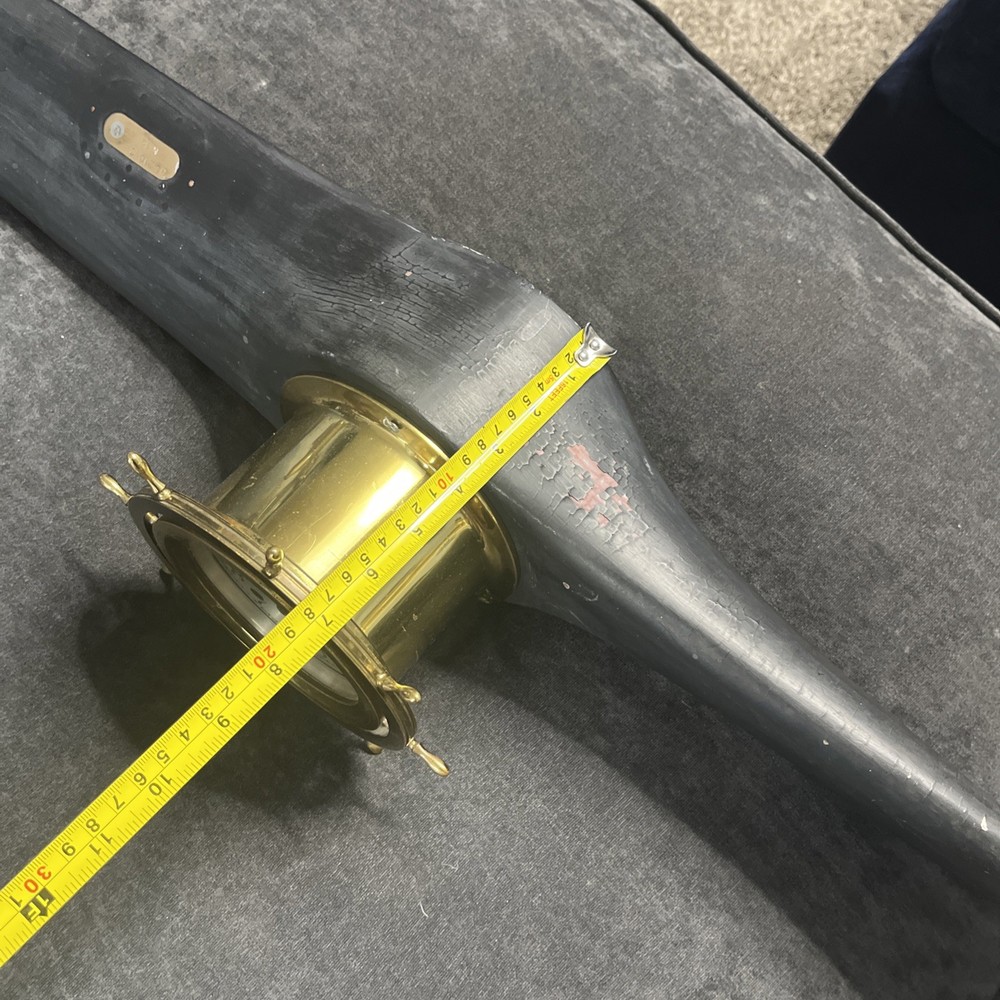 Seth Thomas Round Clock Mounted On A Piper Propeller.