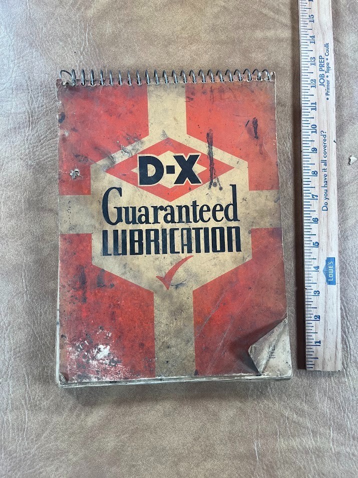 DX Oil Lubrication Chek Chart 1952 Shop Manual