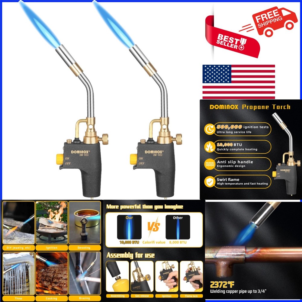 Versatile High Temperature 2-Pack MAPP Torches - Perfect for Welding & Ignition