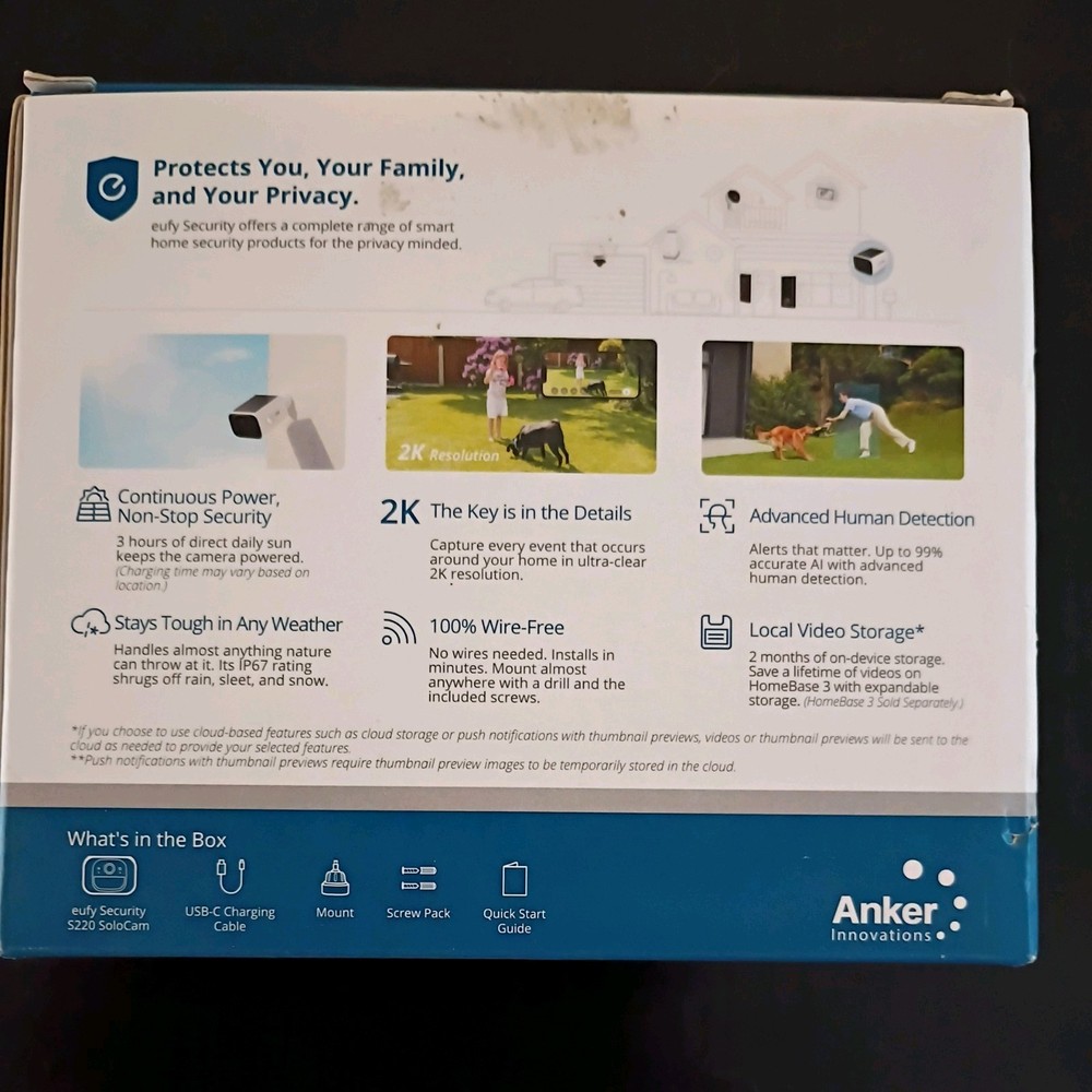 Eufy S220 - Tiny But Mighty Continuous Solar Power 2K Security Camera SoloCam