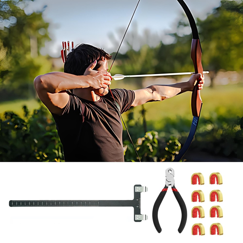 AHOSOUTLY Archery Bow String Nocking Points Set with T Square Ruler Nocking B...