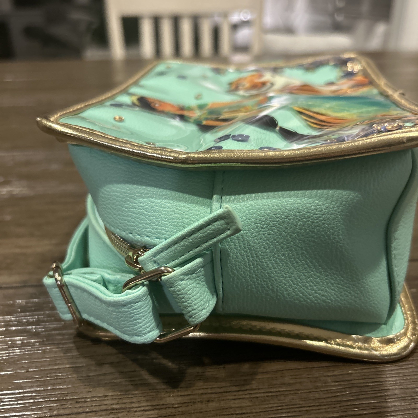 Disney Jasmine & Rajah Beautiful Crossbody Bag Danielle Nicole Teal Sparkle EUC