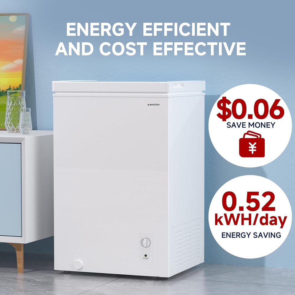3.5 Cu.Ft Compact Chest Freezer with Removable Basket & Adjustable Temp