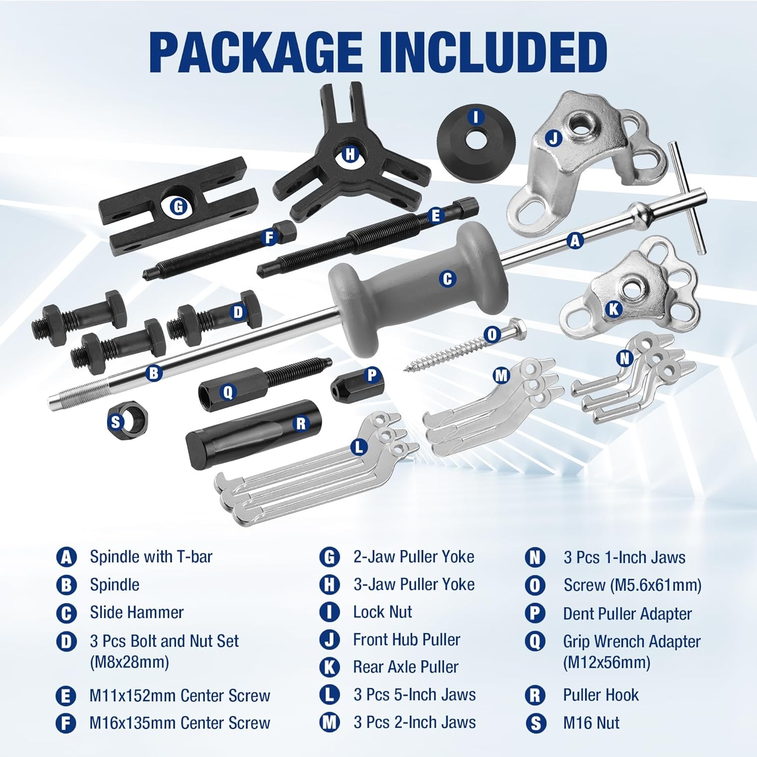 WORKPRO 27PC 9-Way Slide Hammer Puller Set Bearing Puller Wheel Hub Removal Tool