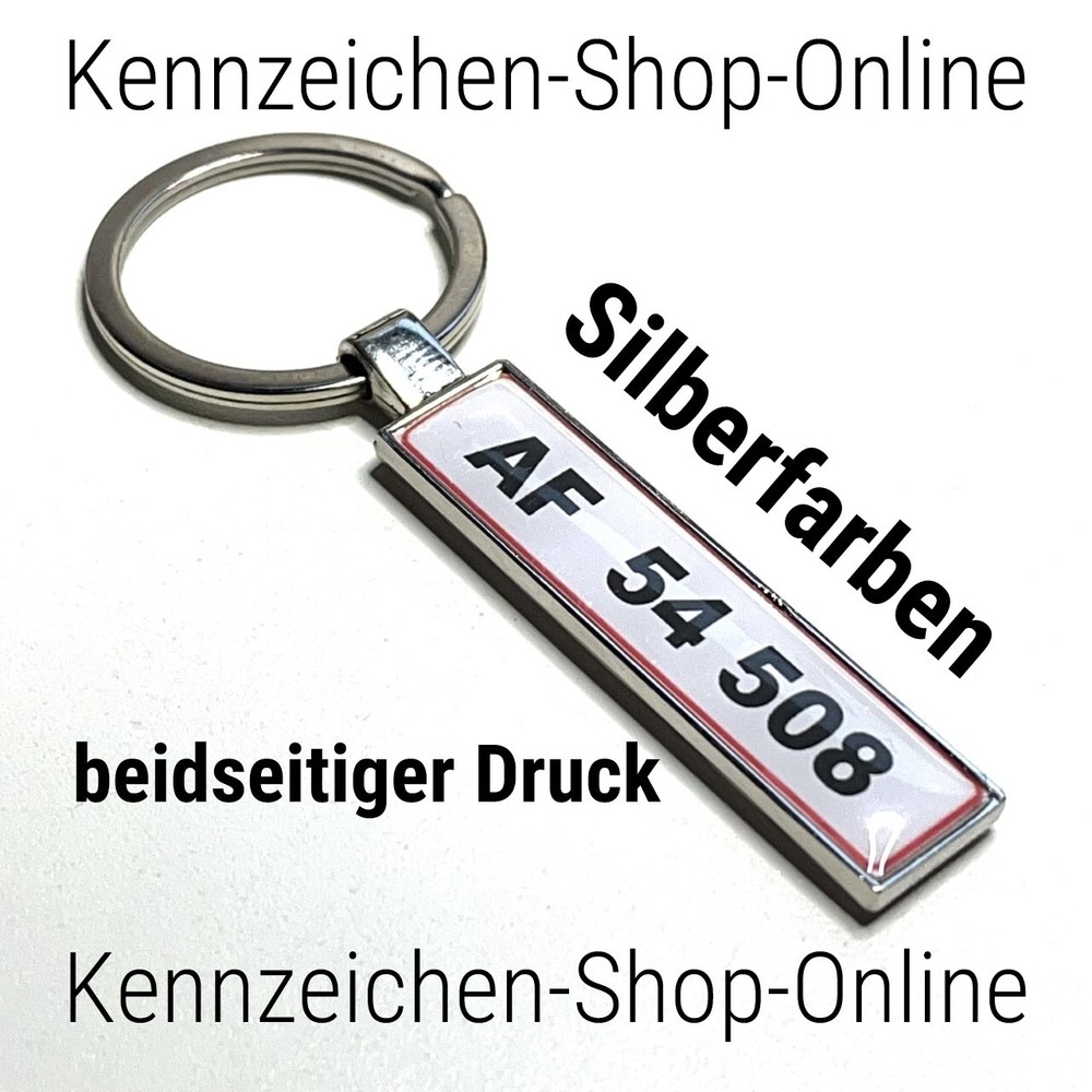 Denmark (Variant 2) Keyring Silver Custom Text License Plate