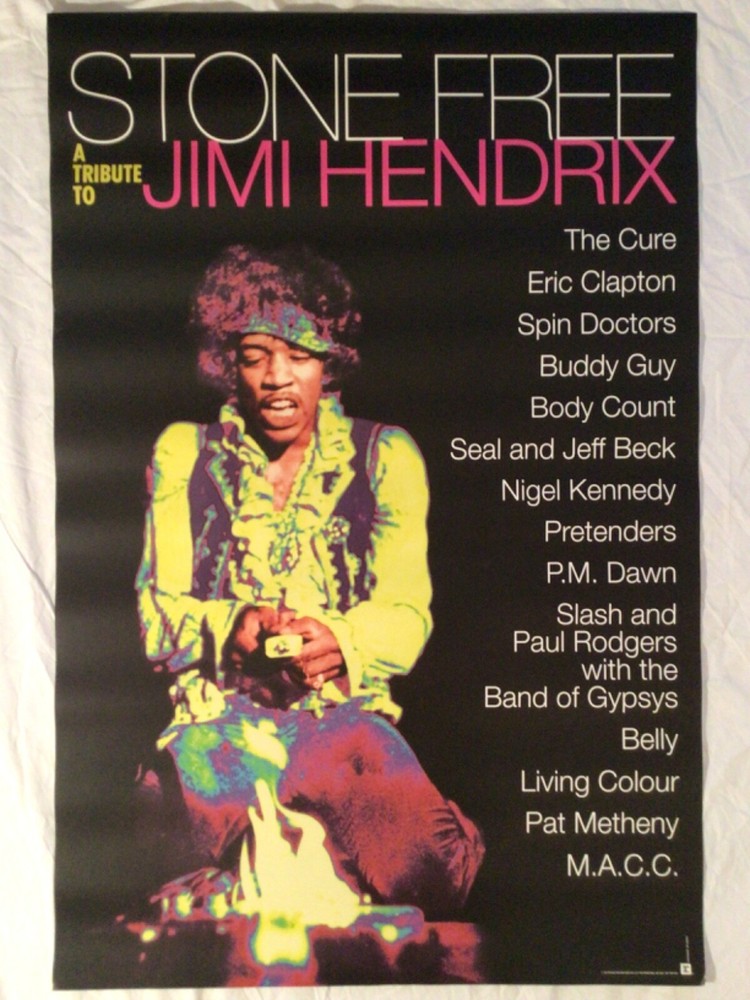 Jimi Hendrix Tribute Album 1993 Promo Poster Stone Free Cure Clapton Pat Metheny