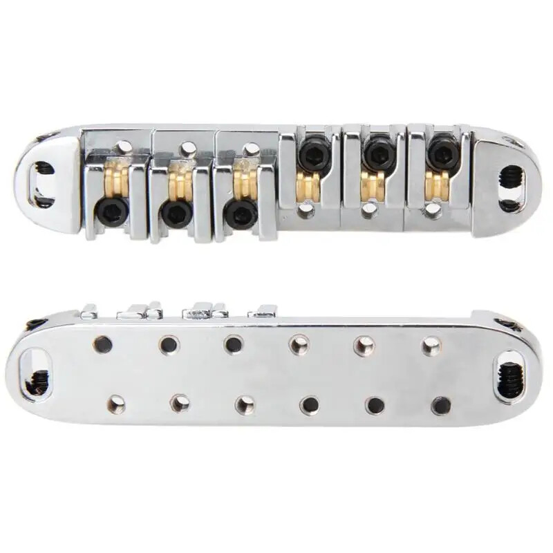 Chrome Guitar Roller Saddle Tune-O-Matic Bridge for Les Paul SG Threaded Posts
