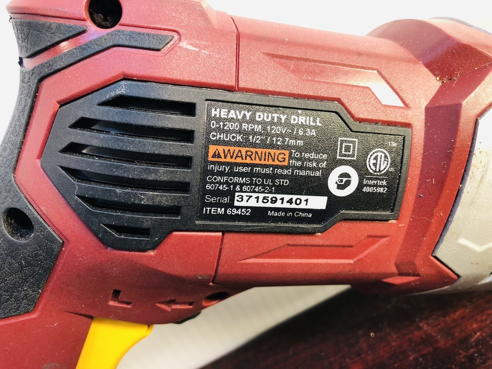 CHICAGO ELECTRIC 1/2" Variable Speed Reversible Heavy Duty Drill - Model #69452