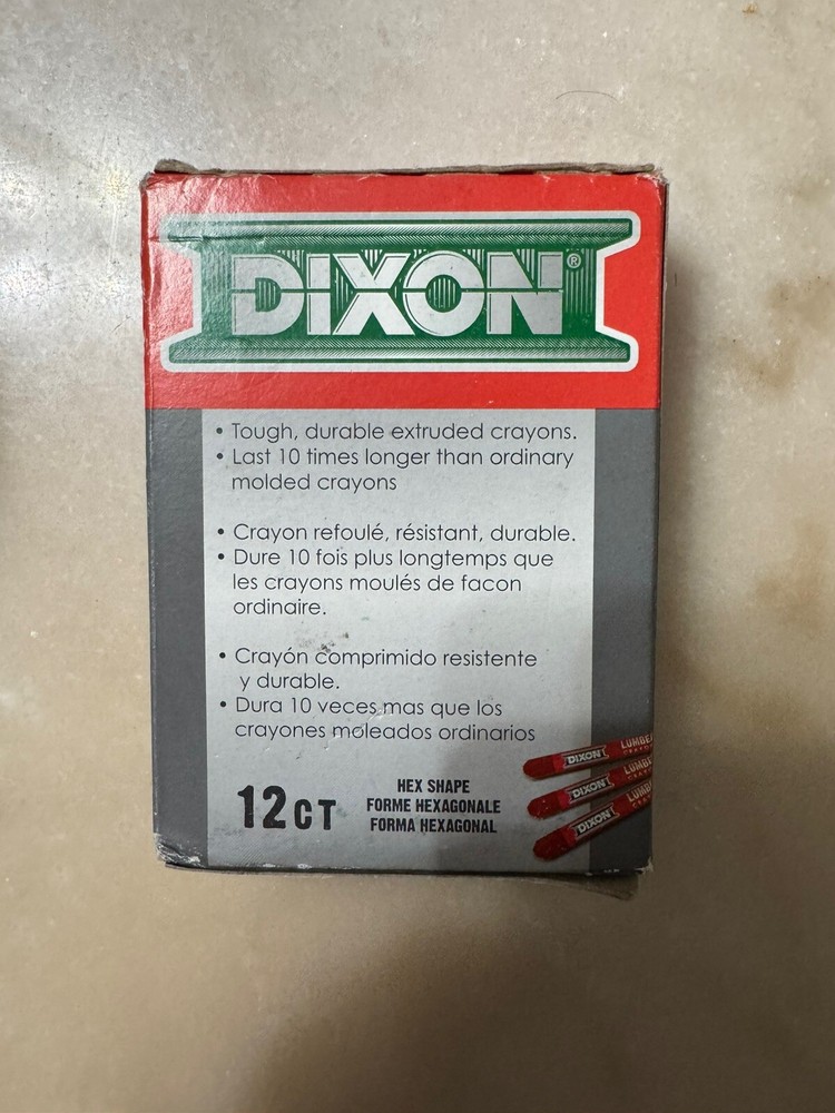 DIXON Soft Red Lumber Crayons 12 Count 52012 Hex Shape