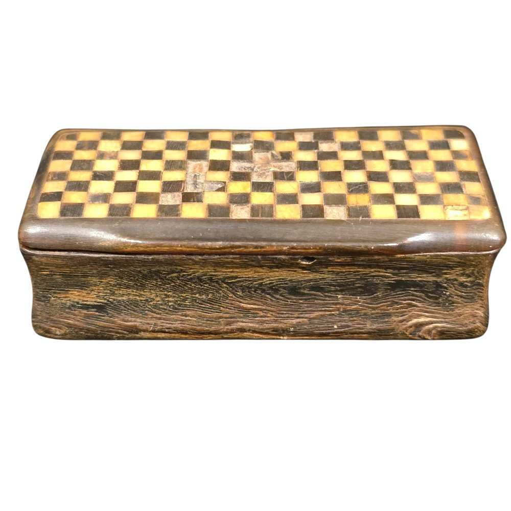 Antique Snuff box checkerboard inlay old