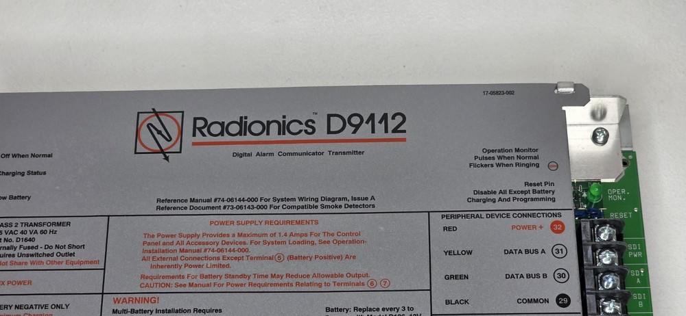 Radionics D9112 Digital Alarm Communicator transmitter