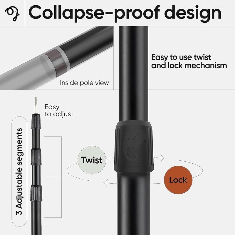 Telescoping Tarp Poles Adjustable Tent Support Lightweight Collapse-Proof Set US