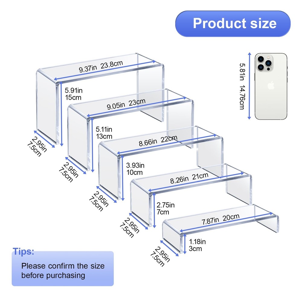 OVNTHYK Acrylic Risers 10 Pcs 2 Sets – Large Display Risers, Clear Perfume Or...