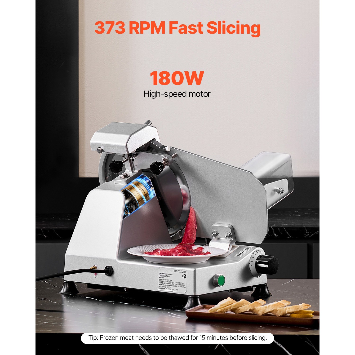 Commercial Electric Meat Slicer 10" Blade Deli Food Bread Cheese Cutter 180W