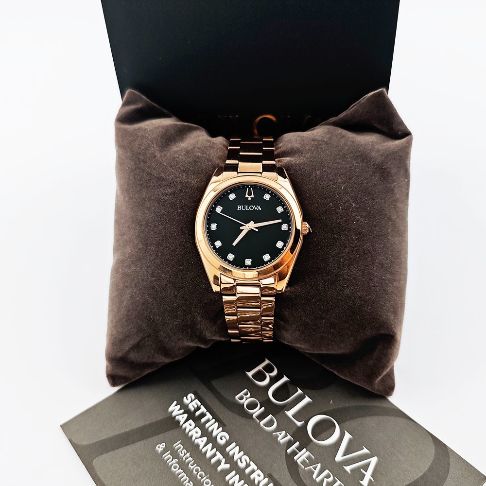 Bulova Surveyor 97P156 Grey-Rose Gold Diamond Dial Quartz Women's 31mm Watch NEW