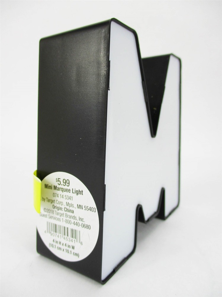 Letter M LED Light 4" Monogram Marquee Mini Tabletop Nightlight w/ 4-Hr Timer
