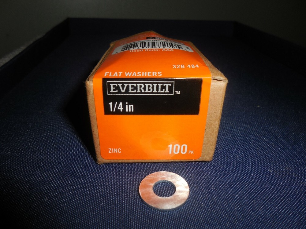 EVERBILT ZINC 1/4 INCH FLAT WASHERS - 100 PER BOX