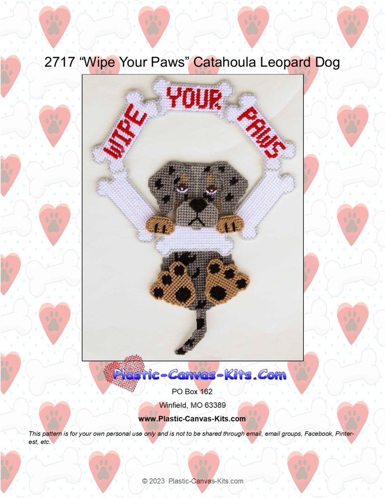 Wipe Your Paws-Catahoula Leopard Dog-Plastic Canvas Pattern or Kit
