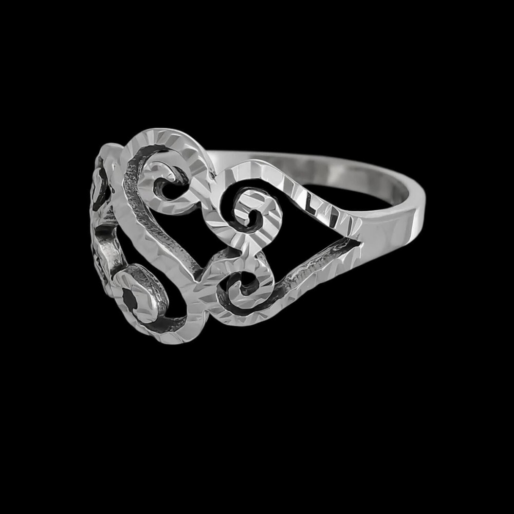 Diamond Cut Swirled Hearts Ring