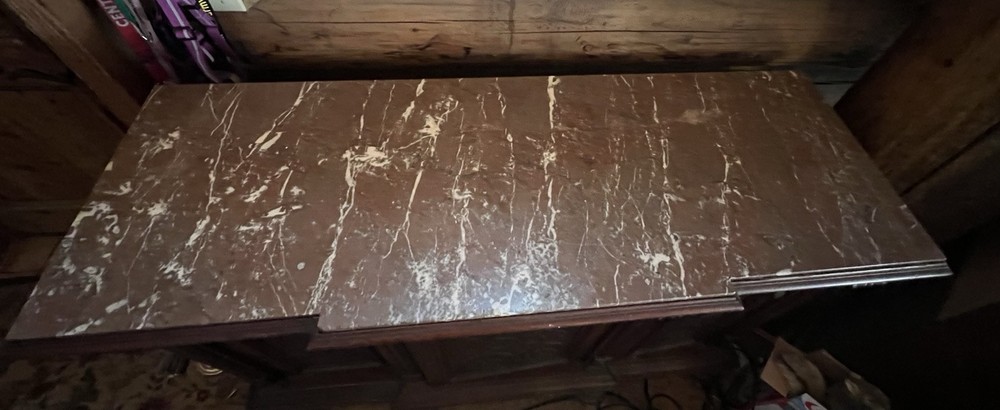 Vintage Renaissance Side Board With Marble Top