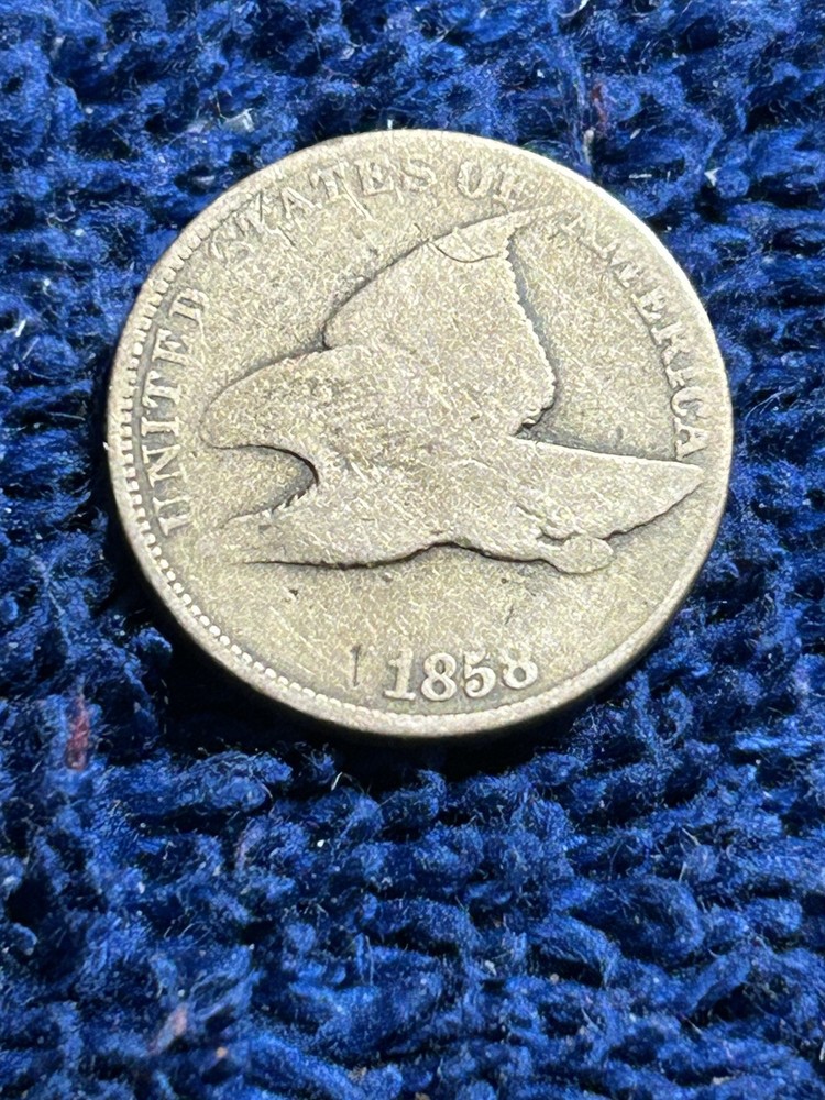 1858 US Flying Eagle Cent! Large Letters! Nice! Old US Coin!