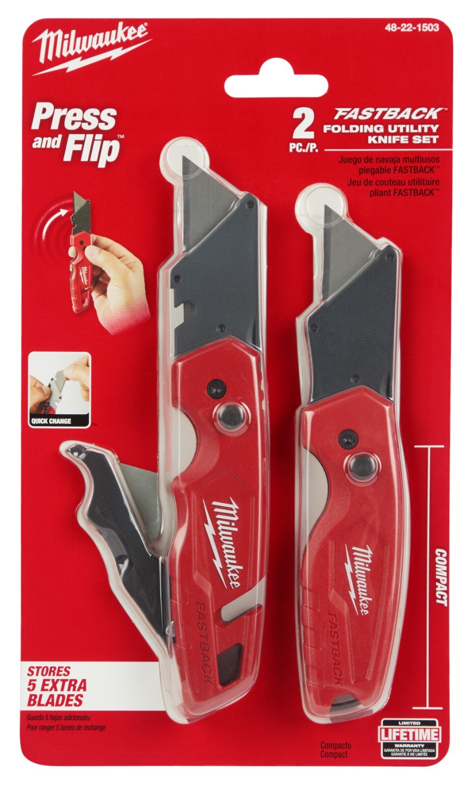 Milwaukee 48-22-1503 FASTBACK Folding Utility Knife Set