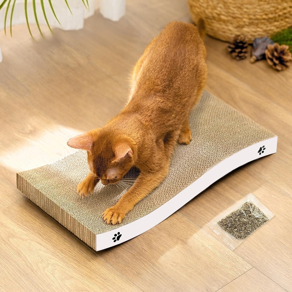 Cat Scratcher, Durable Scratch Pad, Corrugated Medium-White, Medium-White