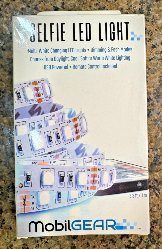 Selfie LED Light Strip USB Powered with Remote Control White 3.3ft electronic