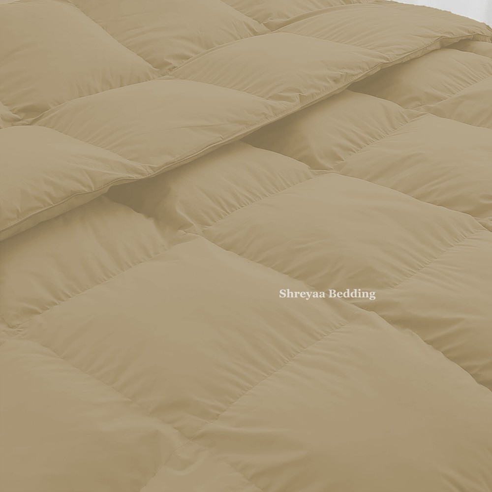 Branded Down Alternative Comforter Egyptian Cotton Taupe Solid Cal King Size