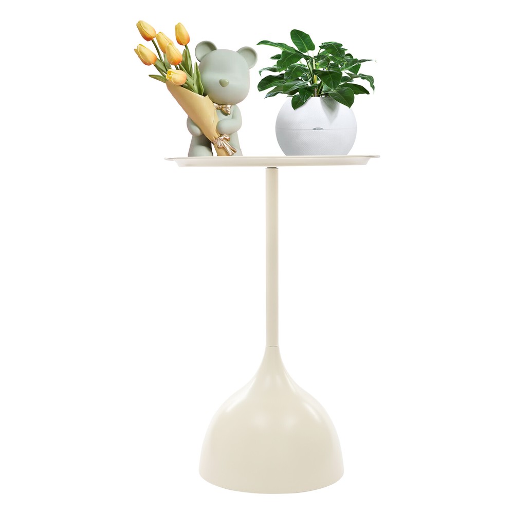 Modern Side End Table Round Side Table Freestanding Living Room Side Table White