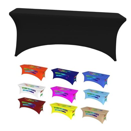 Custom Fitted Table Cloth for 6ft Table Stretch 72" x 30" (Rectangular) Black01