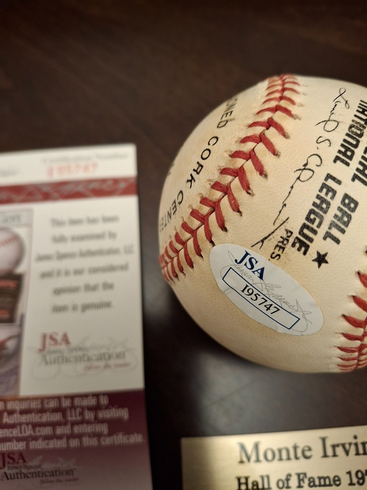 MONTE IRVIN GIANTS HOF HAND SIGNED AUTOGRAPHED ONL BASEBALL JSA COA INSCRIBED