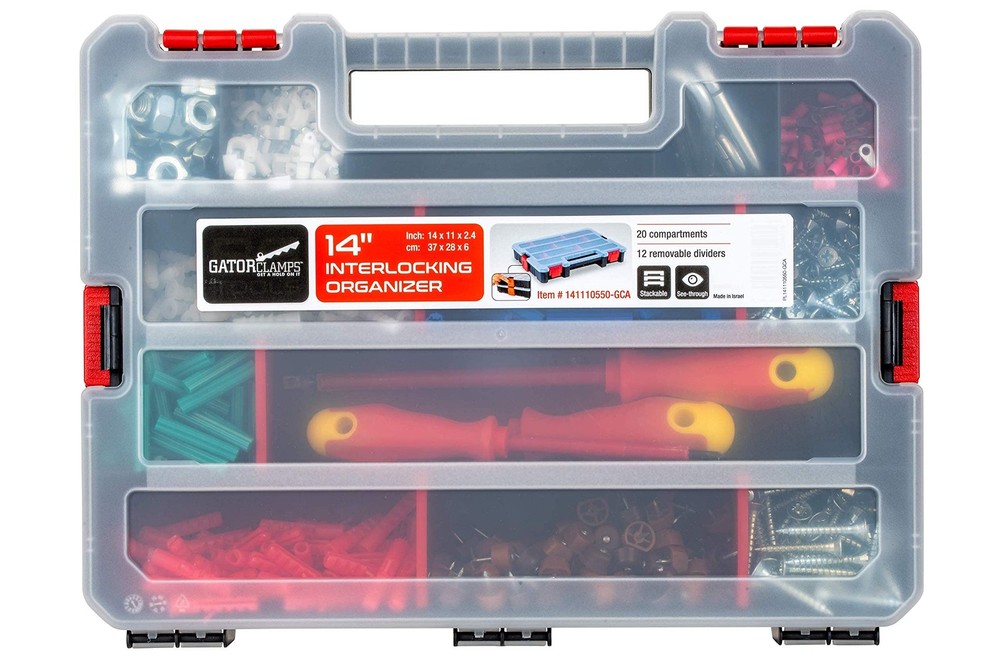 Small Parts Organizer Box – Stackable Hardware Storage Case with 20 Compartme...