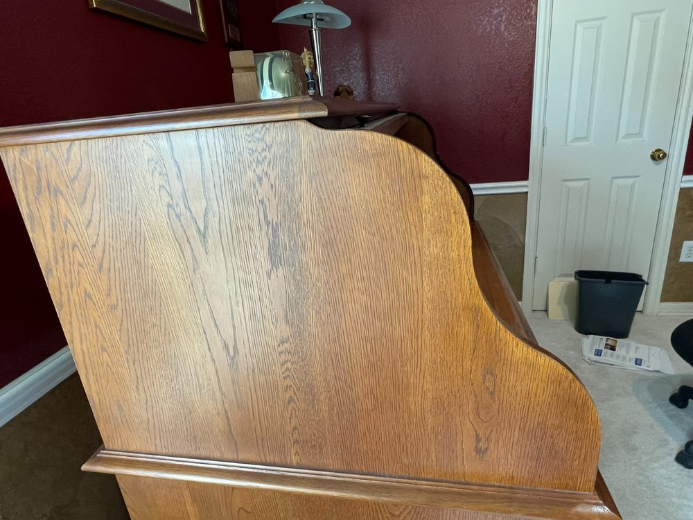 Riverside Oak Roll Top Desk with computer compartment.