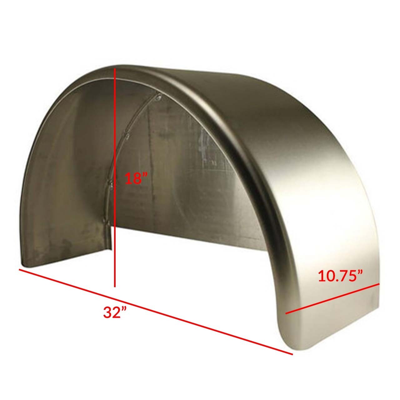 2 Pack - 32x10.75" Single Axle Smooth Aluminum Trailer Fenders with Back Plates