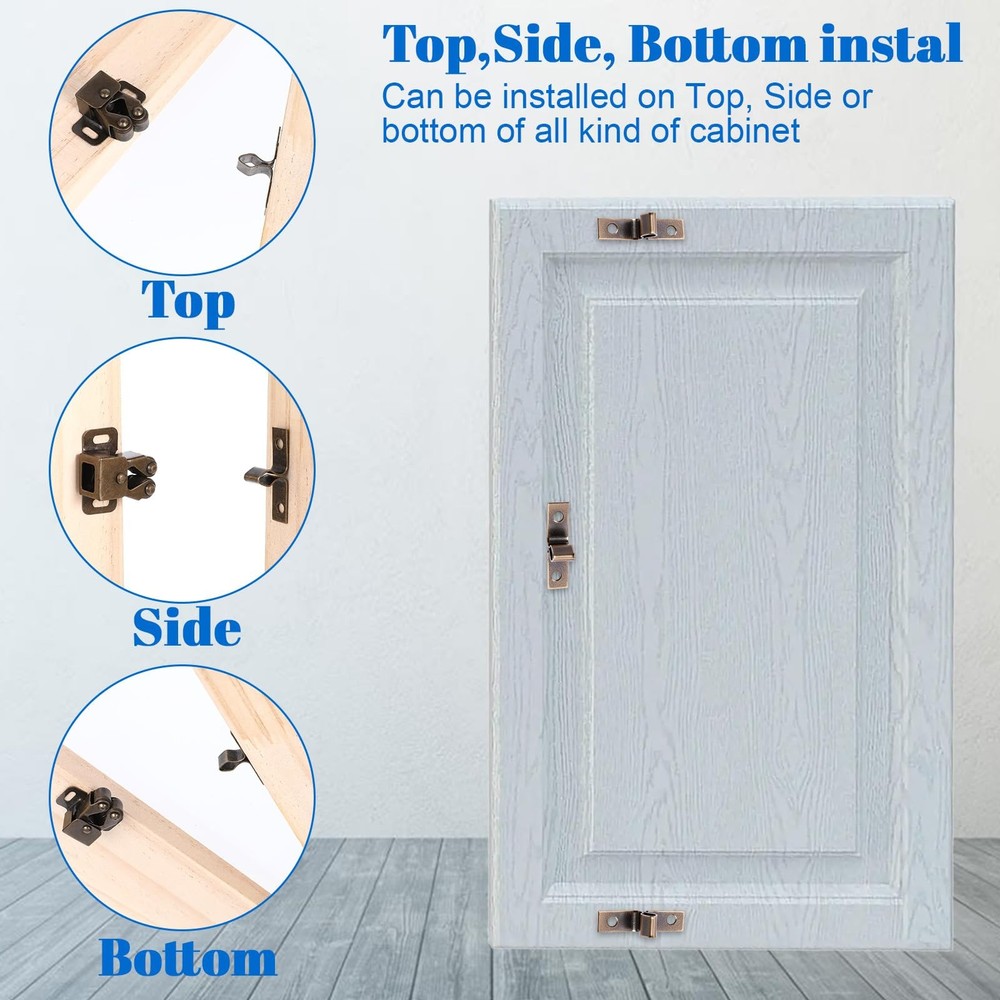 4 Pack Double Roller Catch with Spear Strike Cabinet Closet Doors Roller Catch