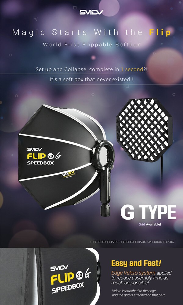 SMDV SPEED-BOX FLIP20G Quick Soft-box Diffuser for S-Light S-Lite Quantum Flash