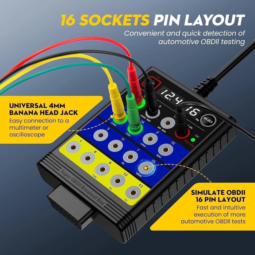 OBD2 Breakout Box 14V Remote Fob Key Program Tool Power Supply CODING Voltage
