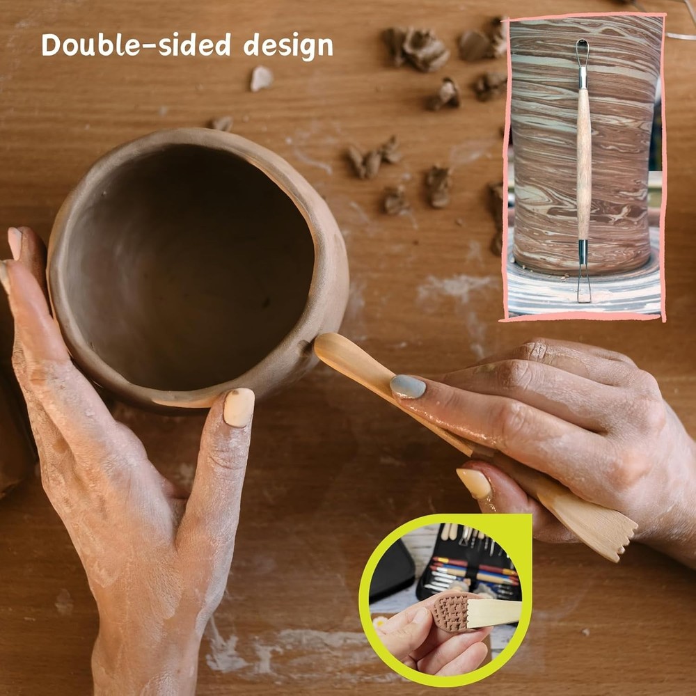 44-Piece Pottery Tools Set with Carrying Case
