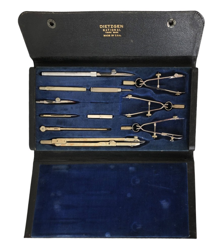 Vintage Dietzgen Drafting Tool Set in Original Case