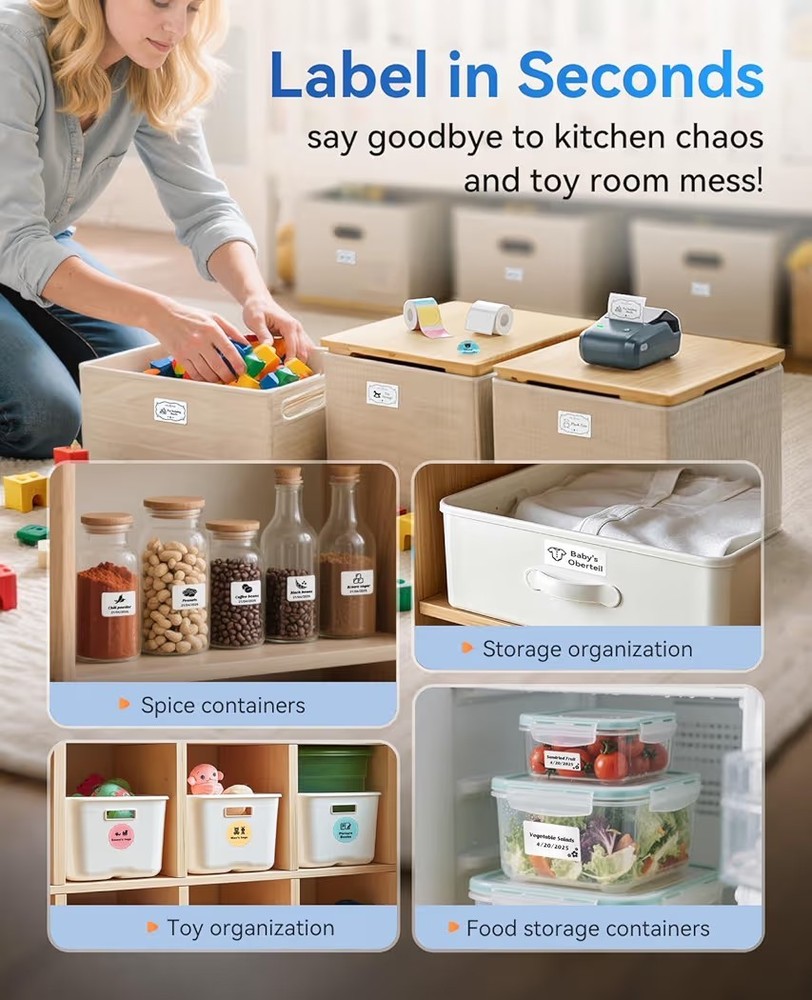 Label Maker Machine, Thermal Label Printer Easy to Use for Office, Home,...