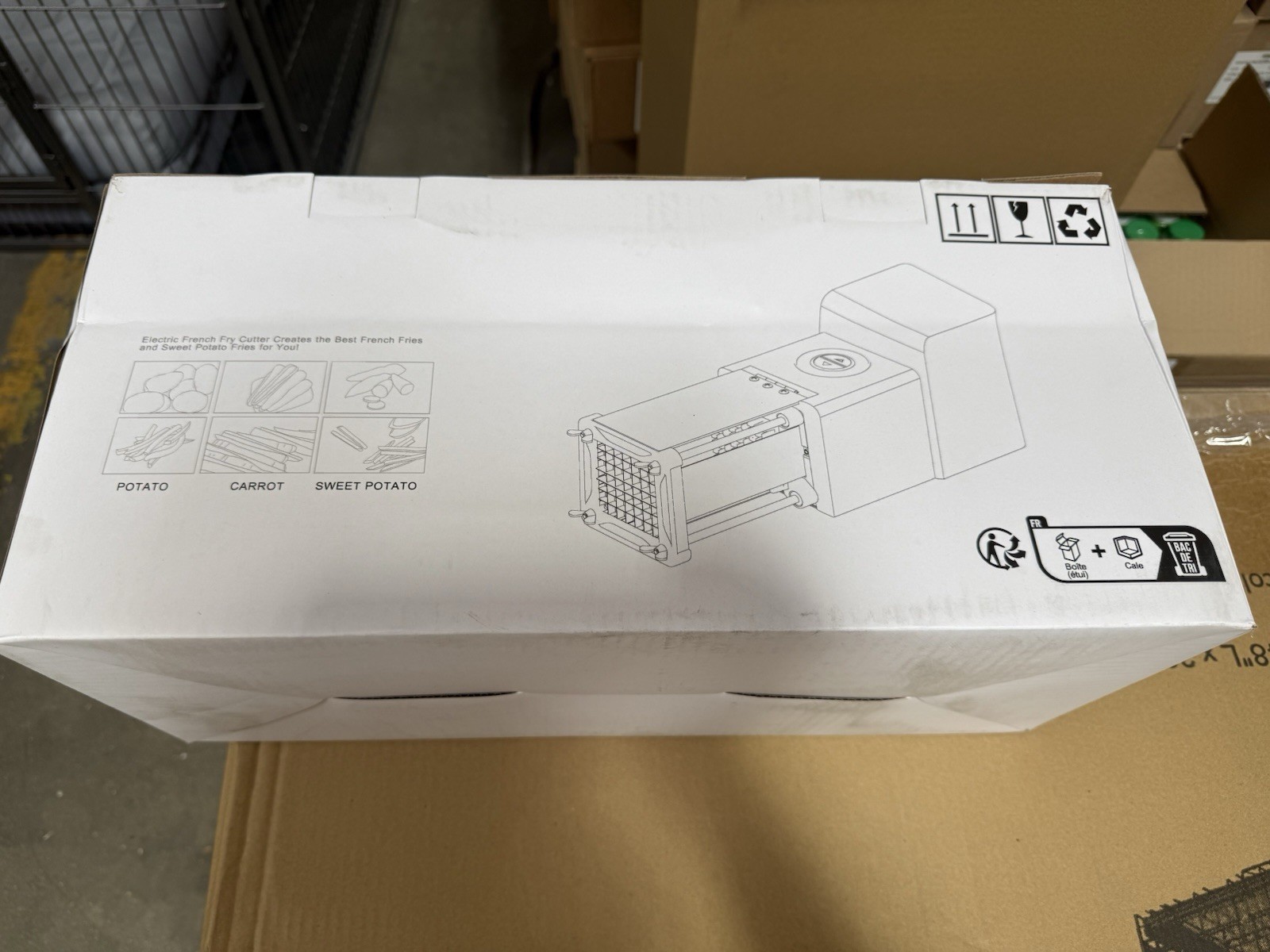 Electric French Fry Cutter, Stainless Steel Potato Cutter with 1/2 & 3/8 Blade