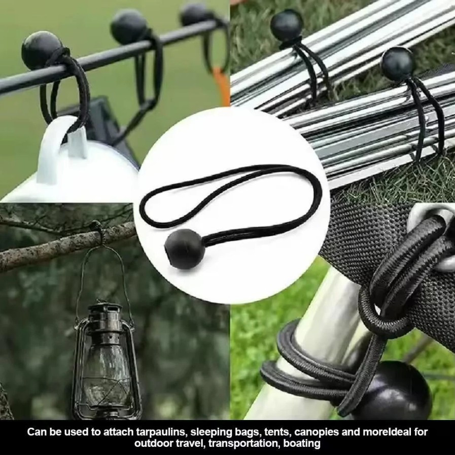 6" Ball Bungee Bungie Cord 100Pcs Black Heavy Duty Canopy Tarp Tie Downs *