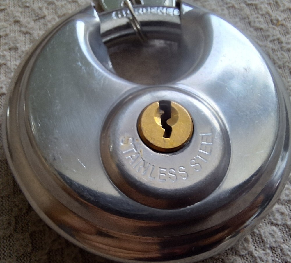 2 Round Storage/Multiuse Padlock StainlessSteel Disc Keyed Lock Waterproof 2.75"